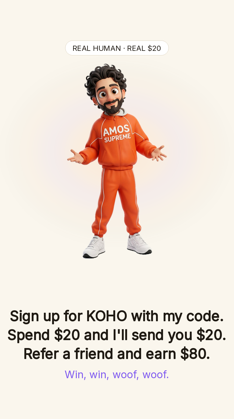 Amos’ KOHO promo — 9:16 share image