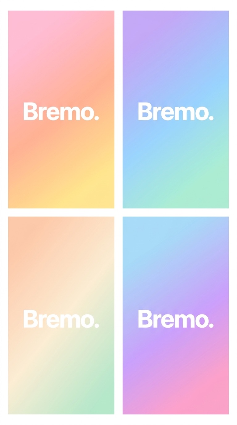 Bremo wordmark on holographic gradient panels