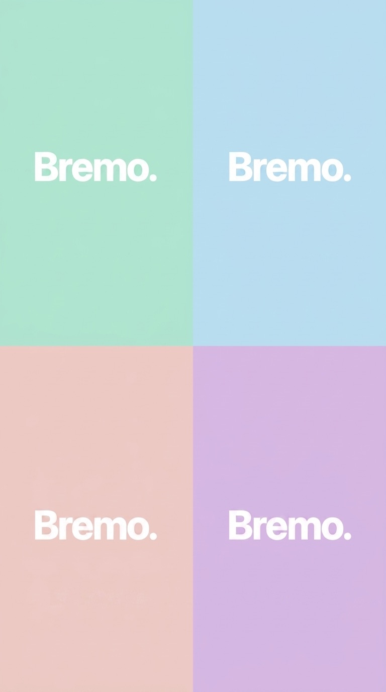 Bremo logo on mint, blue, pink and lilac pastel panels
