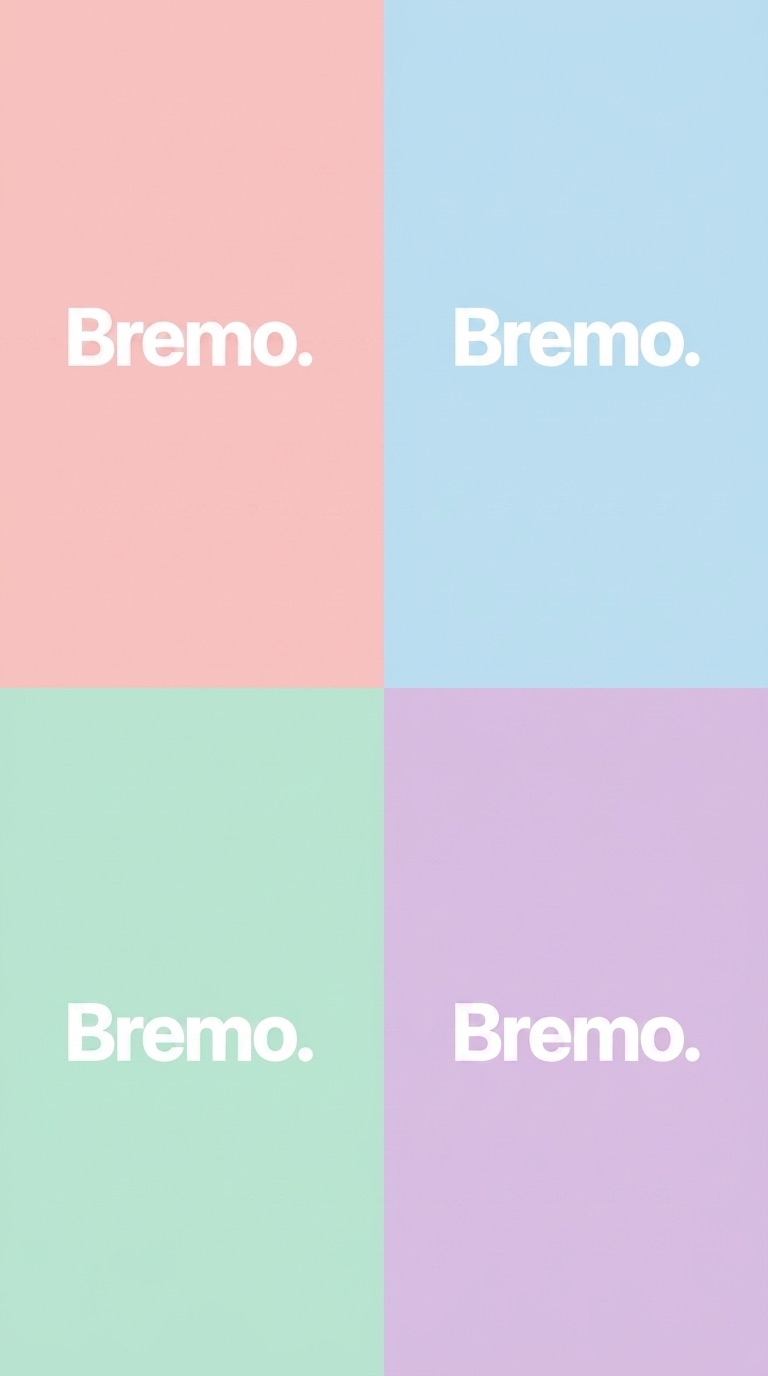 Bremo logo on pink, blue, mint and lilac pastel blocks