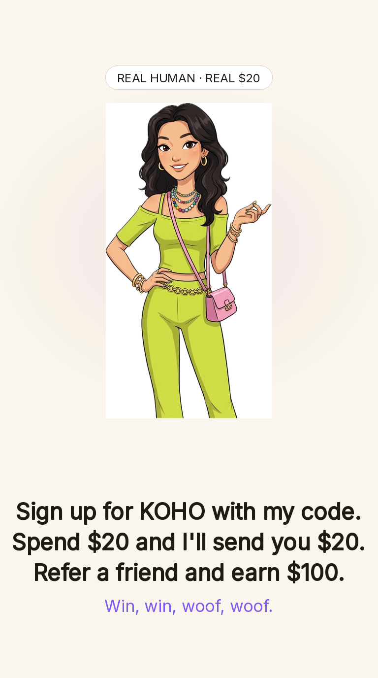 Monica’s KOHO promo — 9:16 share image